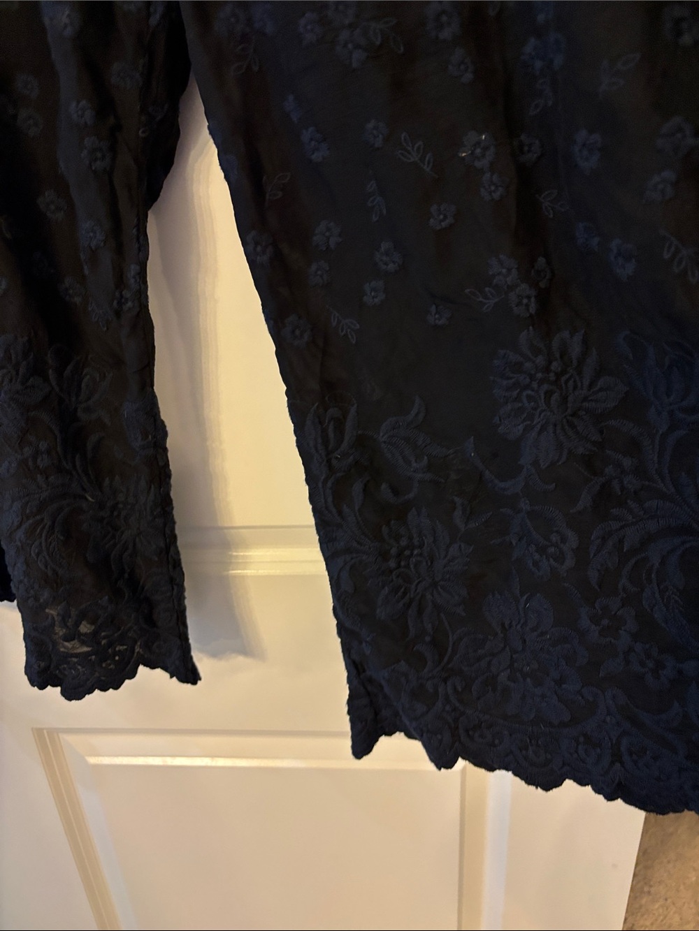 Johnny Was Black Embroidered Drawstring Pants - Picture 6 of 8